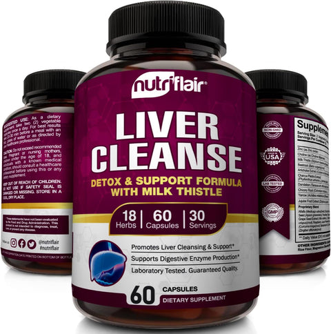 NutriFlair Liver Cleanse Detox Milk Thistle Artichoke Detox Regenerator Zinc Choline 60 Veggie Caps