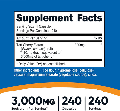 Nutricost Tart Cherry Extract 3000mg Greens &amp; Superfoods Antioxidants 10:1 Extract 240 Vegetarian Caps