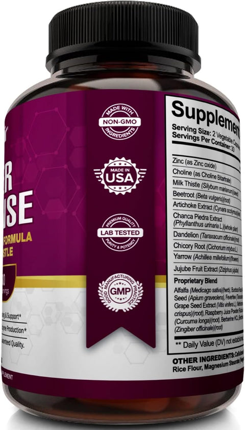 NutriFlair Liver Cleanse Detox Milk Thistle Artichoke Detox Regenerator Zinc Choline 60 Veggie Caps