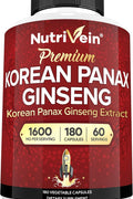 Nutrivein Korean Red Panax Ginseng Boost Energy, Mental Focus & Immune Health 1600mg 180 Caps