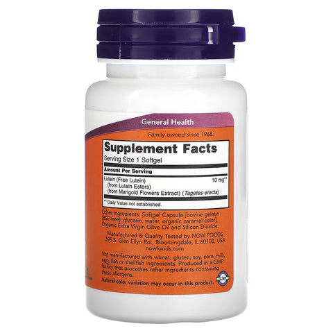 Now Foods, Lutein Eye(Göz) Health 10 Mg, 60 Softgels
