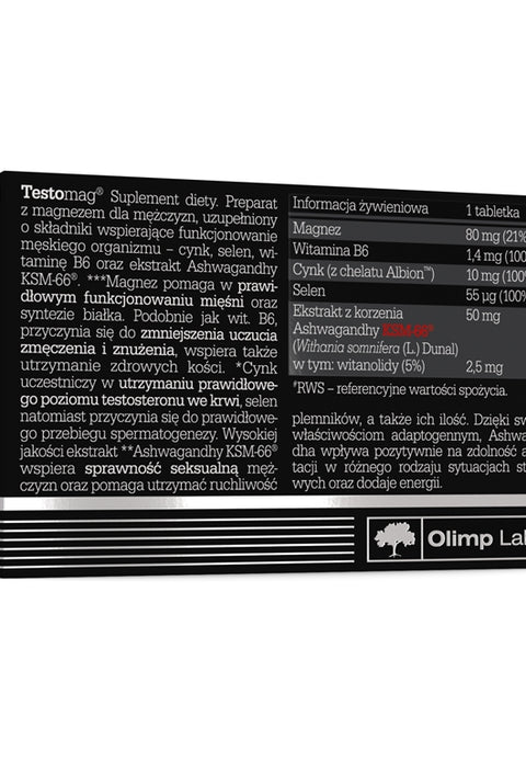 Olimp Testomag Ksm66 Ashwagandha - ZMA - 30 Tablet