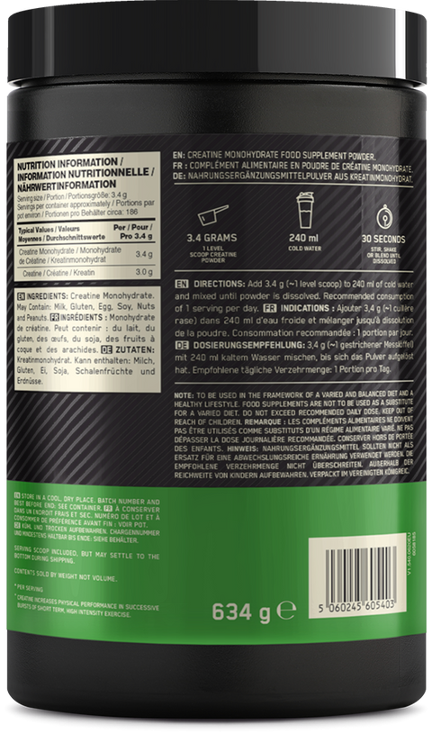 Optimum Nutrition Micronised Creatine Powder 634 g - 186 SERVİS