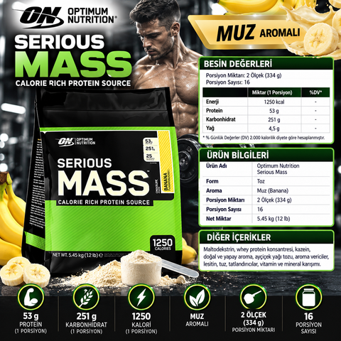 Optimum Nutrition Serious Mass Gainer 5450 Gr - Muz Aroma