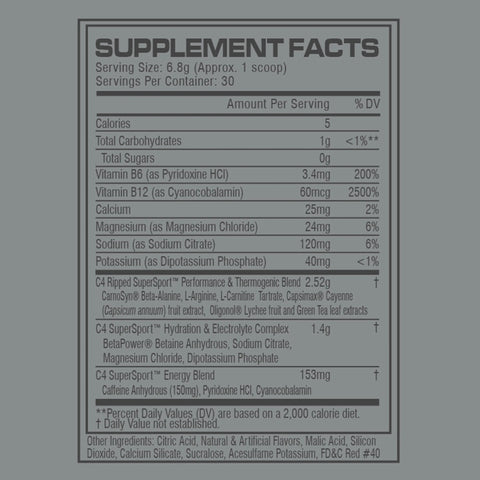 C4 Ripped Thermo Sport PreWorkout Powder 30 Servis