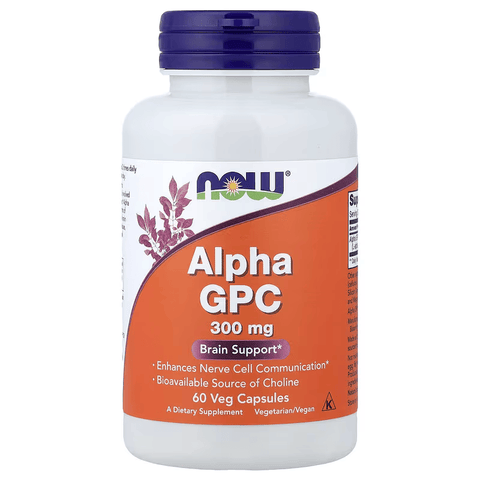 NOW Alpha GPC 300 mg with Brain & Cognitive Phospholipids 60 Veg Caps
