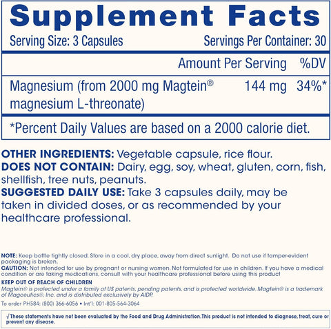 ProHealth Magnesium L-Threonate Magtein Brain Health Cognitive Memory & Focus 90 Caps