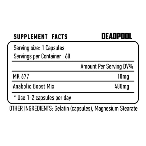 Redbox Labs DEADPOOL V2 Mk677 İbutamoren + Anabolic booster mix 60 Caps
