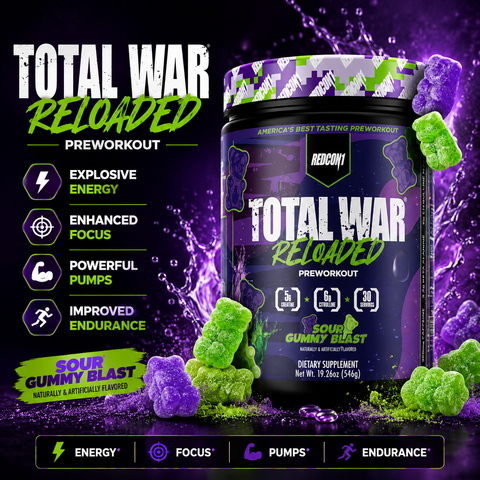 Redcon1 TOTAL WAR Reloaded Preworkout Sour Gummy Blast 546 g
