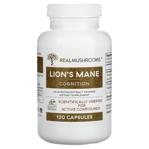 Real Mushrooms Lions Mane Mushroom Cognition Brain Cognitive 120 Caps