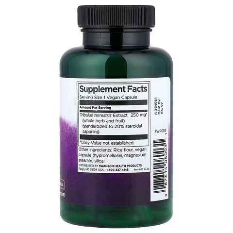 Swanson Vitamins Mega Tribulus terrestris Extract %20 saponins 250 mg 120 Vegan Capsules