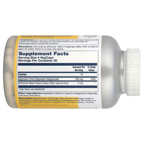 Solaray High Absorption Magnesium Glycinate 350 mg 120 Vegetable-Based Caps 