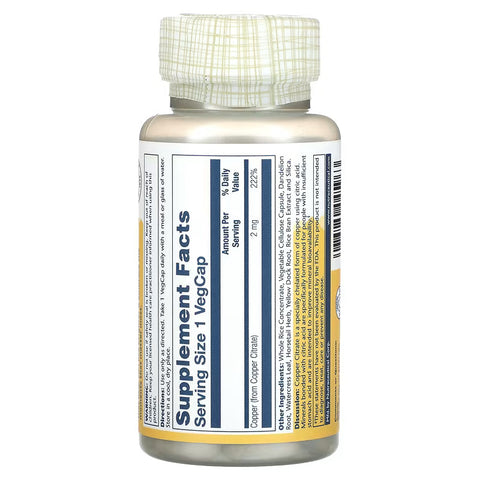 Solaray Biocitrate Copper Bakır Citrate Mineral 2 mg 60 Caps