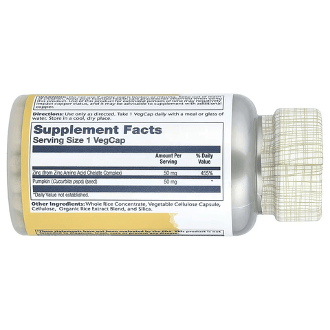 Solaray Zinc Pumpkin 50 mg 100 VegCaps