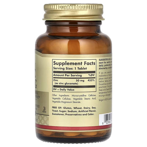 Solgar Zinc 50 mg 100 Tablets