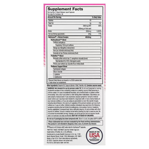 Muscletech Hydroxycut Women Health 60 Rapid-Release Liquid Caps - Includes Biotin Collagen Folate & Iron