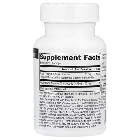 Source Naturals NAD+ Nicotinamide Adenine Coenzymated Niacin Vitamin B-3 ATP 60 Pastil
