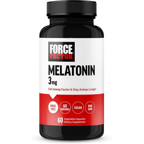 Force Factor Melatonin 3mg Vegan, Non-GMO, 60 Vegetable Caps