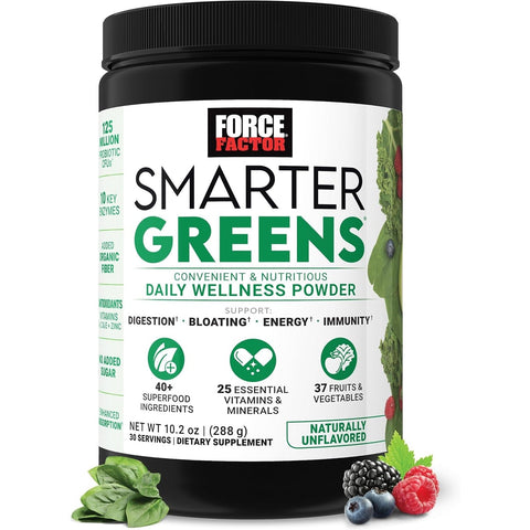 Force Factor Smarter Greens Detox Daily Gut Health Digestion 125 Million CFUs of Probiotics
