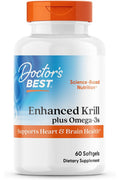 Doctors Best Enhanced Wild Antarctic Krill Oil Omega 3s Brain Health Phospholipids astaxanthin 60 Softgels