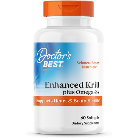 Doctors Best Enhanced Wild Antarctic Krill Oil Omega 3s Brain Health Phospholipids astaxanthin 60 Softgels