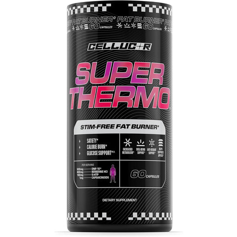 Cellucor Super Thermo Stim-Free Fat Burner Berberine Saccharomyces Thermogenic Appetite Glucose Support 60 Caps