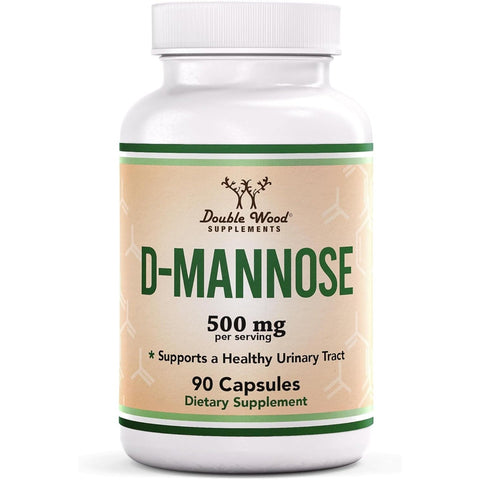 Double Wood D Mannose 500mg - 99.9% Purity Tested for Urinary Tract 90 Caps