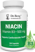 Dr. Berg Highly-Potent Niacin Flush Tolerance 500 mg Vitamin B3 for Heart Brain & Energy Support – 100 Caps