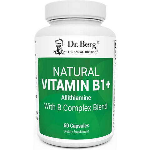 Dr. Berg Natural Vitamin B1 B6 B12 Complex Allithiamine Vitamin B1 Thiamin, Niacin, Folate, Magnesium & More - 60 Caps