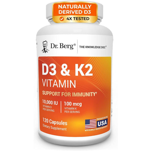 Dr. Berg Maximum Strength 7-in-1 Vitamin D3 K2 Zinc 10,000 IU 120 Caps