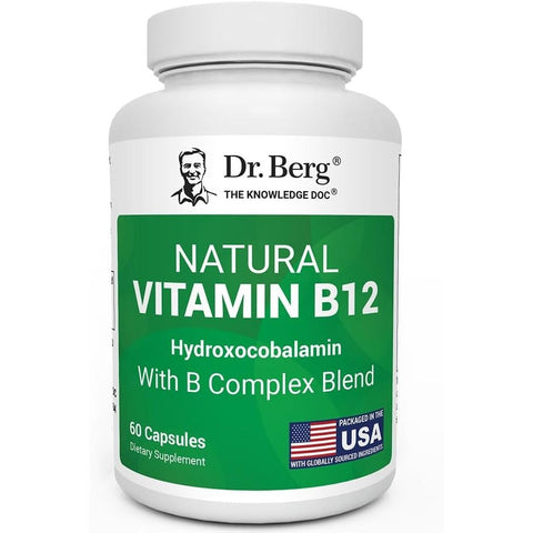 Dr. Berg Natural Vitamin B12 FOLATE 1000 mcg Hydroxocobalamin Energy Brain & Nervous System 60 Caps