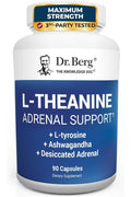 Dr. Berg L-Theanine with Ashwagandha & L-Tyrosine, Zinc & Manganese Adrenal Support Advanced 9-in-1 Adaptogen & Mineral 90 Caps