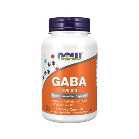 NOW Foods GABA with Vitamin B6 500 mg 200 Veg Capsules