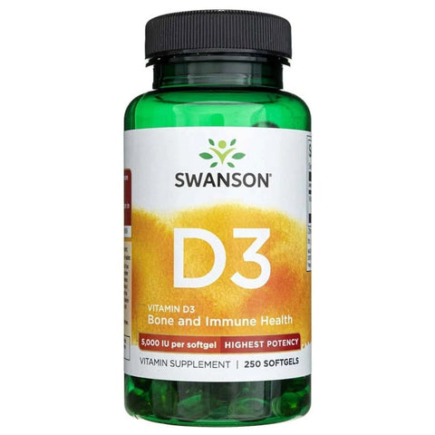 Swanson Vitamin D3 Bone and Immune Highest Potency 5,000 IU 250 Softge