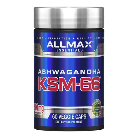 ALLMAX Essentials Ashwagandha KSM66 60 Caps - cGMP Registered Facility