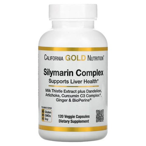 California Gold Nutrition Silymarin Complex Milk Thistle Extract Plus Dandelion, Artichoke, Curcumin C3 Complex Ginger and BioPerine 120 Veggie
