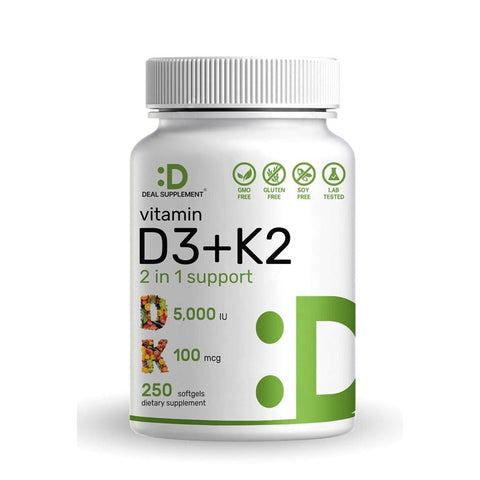 Deal Supplement Vitamin D3 K2 5000IU Softgel 250 Count