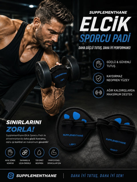 Supplementhane Pad El Pedi Ağırlık Body Fitness Eldiveni Siyah mavi pad Avuç Içi Eldiven Fitness Çift Set