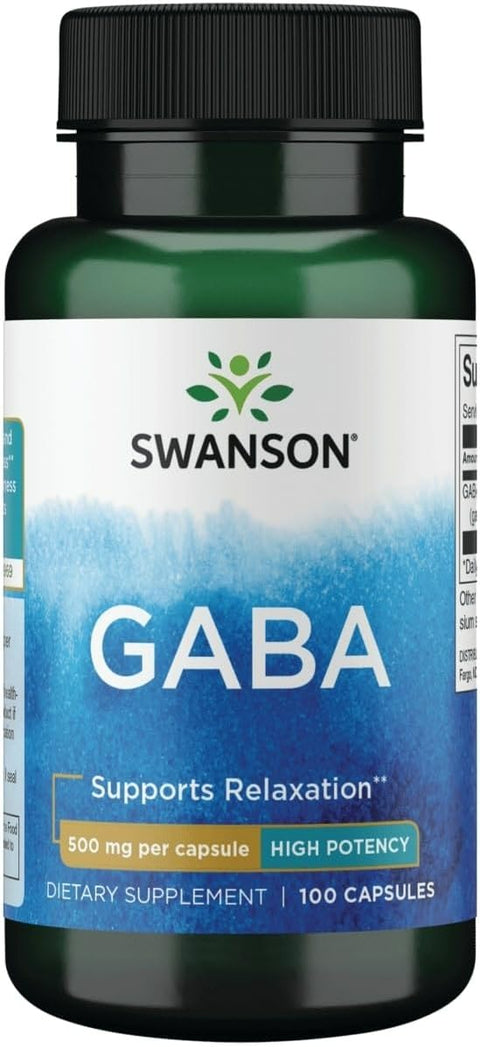 Swanson GABA Amino Acid Promoting Calm Relaxation to Support Restful Sleep 500 mg 100 caps