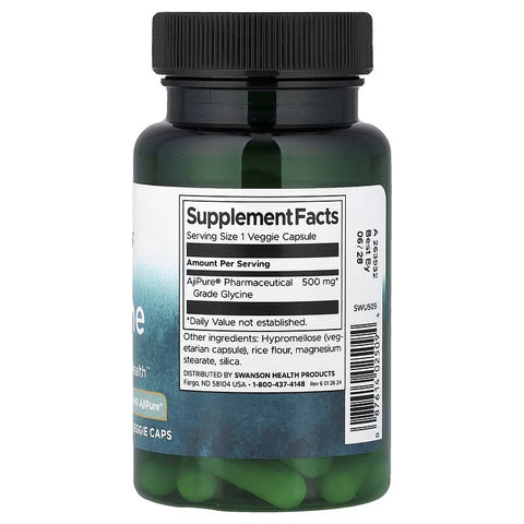 Swanson Glycine AjiPure Amino Acids tress and Sleep Health 500 mg 60 Veggie Caps