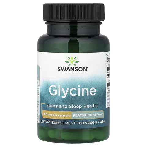 Swanson Glycine AjiPure Amino Acids tress and Sleep Health 500 mg 60 Veggie Caps