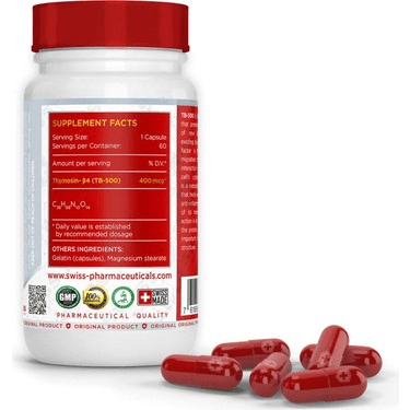 Swiss TB500 Thymosin Beta-4 400 Mcg 60 Caps