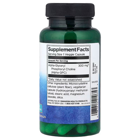 Swanson Vitamins Alpha GPC Phospholipids Choline Memory Support 300 mg 60 Veggie Caps