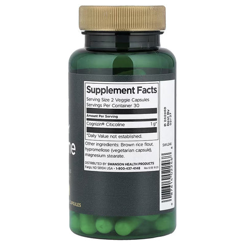 Swanson Cognizin Cdp Citicoline Memory Brain & Cognitive 60 Veggie Caps