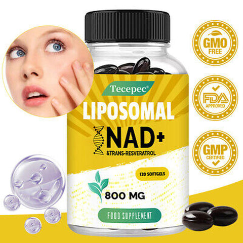 Tecepec Liposomal NAD+ Resveratrol 800mg - for Anti Aging, Nicotinamide Booster, Cell Regenerator