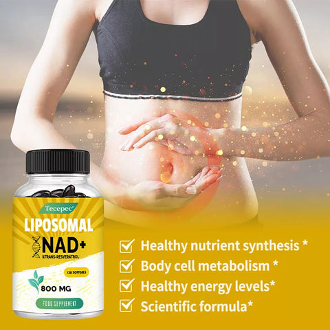 Tecepec Liposomal NAD+ Resveratrol 800mg - for Anti Aging, Nicotinamide Booster, Cell Regenerator
