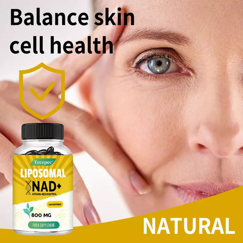 Tecepec Liposomal NAD+ Resveratrol 800mg - for Anti Aging, Nicotinamide Booster, Cell Regenerator