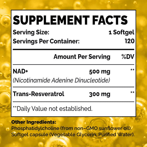 Tecepec Liposomal NAD+ Resveratrol 800mg - for Anti Aging, Nicotinamide Booster, Cell Regenerator
