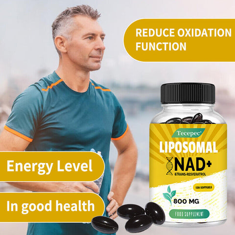 Tecepec Liposomal NAD+ Resveratrol 800mg - for Anti Aging, Nicotinamide Booster, Cell Regenerator
