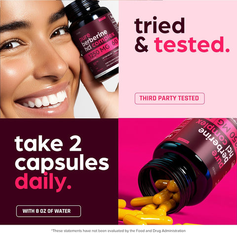 Artnaturals Berberine 1250mg for Weight Management with Bitter Melon and Banaba Leaf - HCl from Barberry Extract 60 Caps